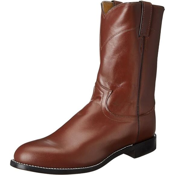 Justin Jackson 10" Roper Cowboy Boots  Men Hand-Nailed Leather Outsole Size 9 - Picture 1 of 10